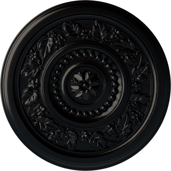 Ekena Millwork Marseille Ceiling Medallion (Fits Canopies up to 4 1/4"), Hand-Painted Jet Black, 16 1/8"OD x 5/8"P CM16MABLF - main